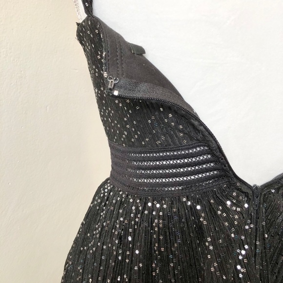 City Studio Silver Sequin V Neck Fit & Flare Black Dress Juniors size 3 - Picture 7 of 9
